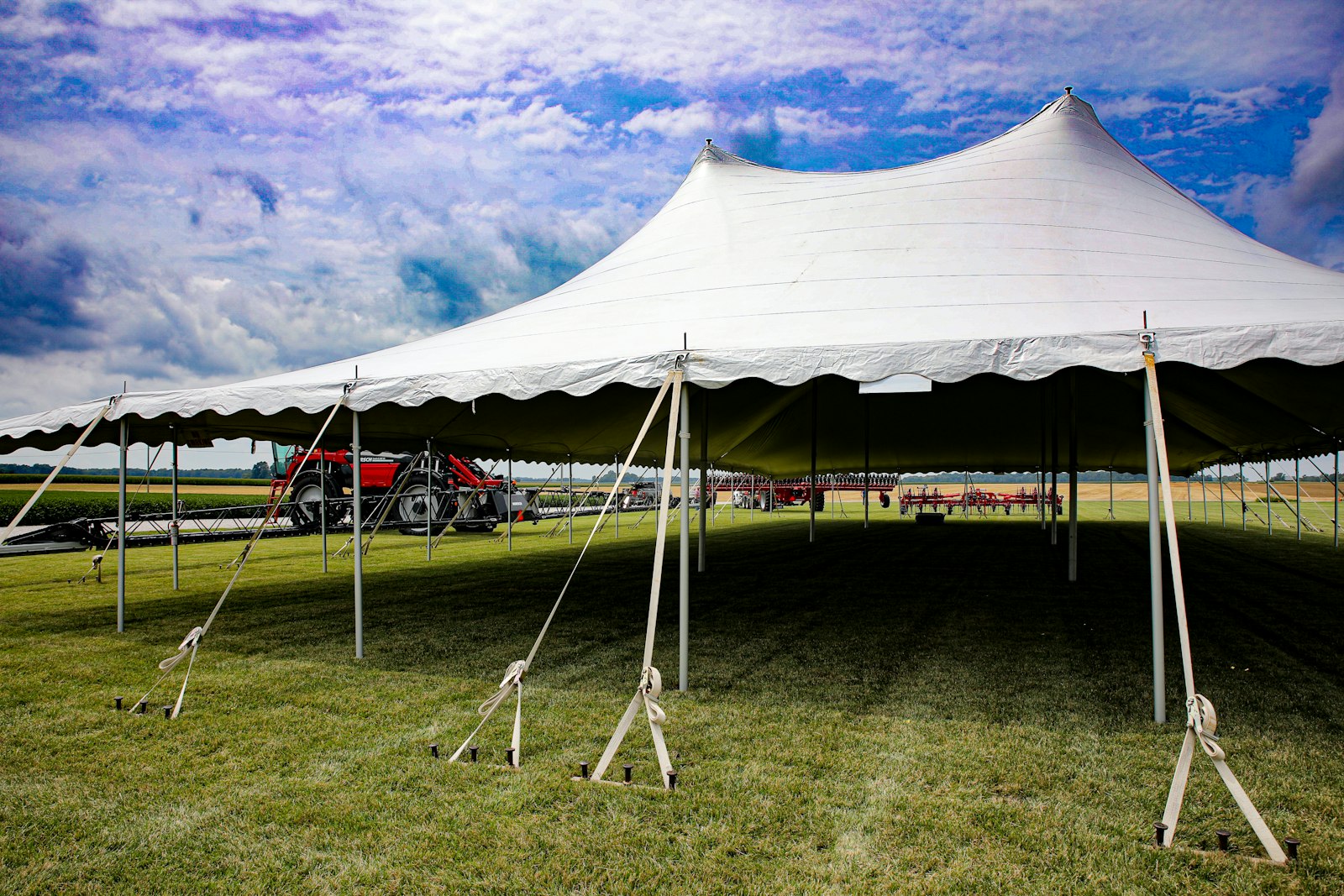 White event tent on a lawn